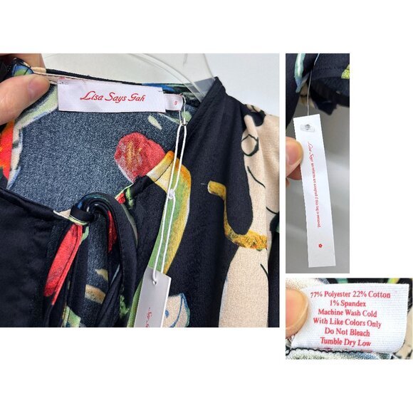 NWT Lisa Says Gah Penelope Museo Nero Print Midi Dress Black Statue Vase S - Picture 3 of 15